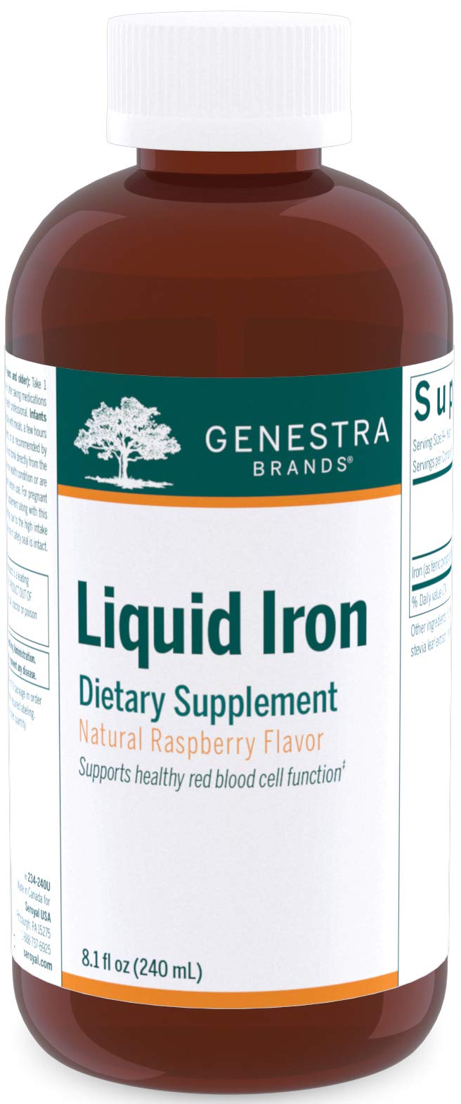 Genestra Brands Liquid Iron | Colloidal Mineral Supplement | Natural Raspberry Flavor | 8.1 fl. oz.