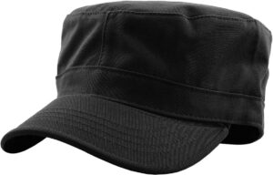 kbk-1464 blk l cadet army cap basic everyday military style hat (now with stash pocket version available)