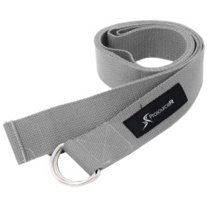 prosourcefit metal d-ring yoga strap 8’ durable cotton for stretching and flexibility