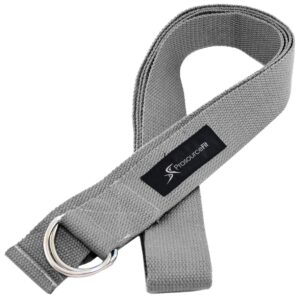 ProsourceFit Metal D-Ring Yoga Strap 8’ Durable Cotton for Stretching and Flexibility