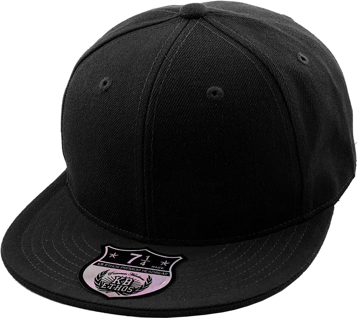 KNW-2364 BLK (7 3/8) The Real Original Fitted Flat-Bill Hats True-Fit, 9 Sizes & 20 Colors