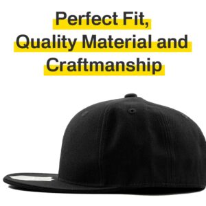 KNW-2364 BLK (7 3/8) The Real Original Fitted Flat-Bill Hats True-Fit, 9 Sizes & 20 Colors