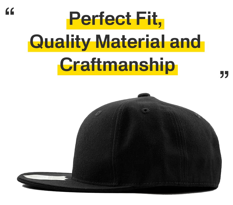 KNW-2364 BLK (7 3/8) The Real Original Fitted Flat-Bill Hats True-Fit, 9 Sizes & 20 Colors