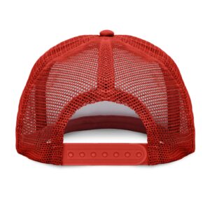 DALIX Flat Billed Trucker Cap with Mesh Back in Red-White