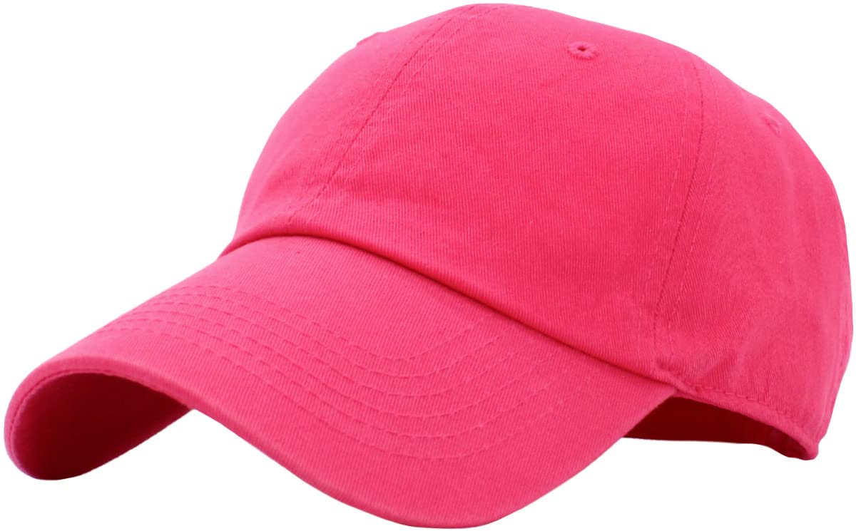 KB-LOW HPK Classic Cotton Dad Hat Adjustable Plain Cap. Polo Style Low Profile (Unstructured) (Classic) Hot Pink Adjustable