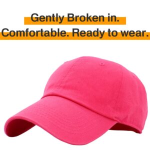 KB-LOW HPK Classic Cotton Dad Hat Adjustable Plain Cap. Polo Style Low Profile (Unstructured) (Classic) Hot Pink Adjustable