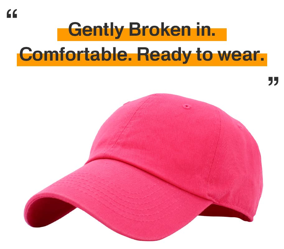 KB-LOW HPK Classic Cotton Dad Hat Adjustable Plain Cap. Polo Style Low Profile (Unstructured) (Classic) Hot Pink Adjustable