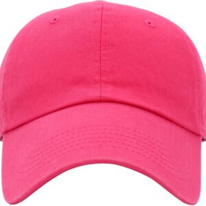 KB-LOW HPK Classic Cotton Dad Hat Adjustable Plain Cap. Polo Style Low Profile (Unstructured) (Classic) Hot Pink Adjustable