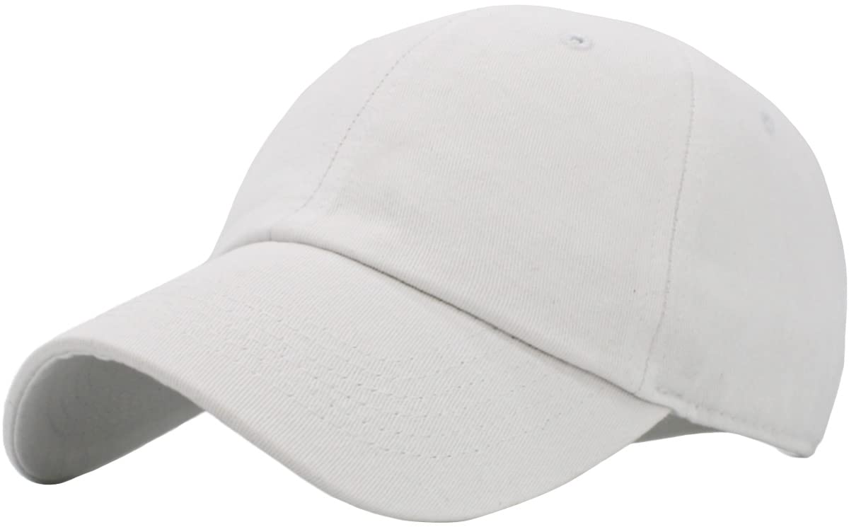 KBETHOS White Classic Adjustable Dad Hat - 100% Cotton Unisex Baseball Cap for Casual Wear