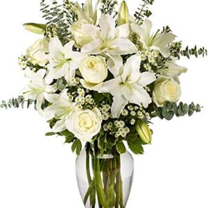 From You Flowers - With All Our Sympathy Lily Arrangement with Glass Vase (Fresh Flowers) Birthday, Anniversary, Get Well, Sympathy, Congratulations, Thank You