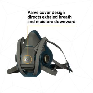 3M Rugged Comfort Quick Latch Half Facepiece Reusable Respirator 6502QL, NIOSH, Cool Flow Exhalation Valve, Bayonet Connection, Silicone Face Seal, for Gases, Vapors, Dust, Maintenance, Construction,M