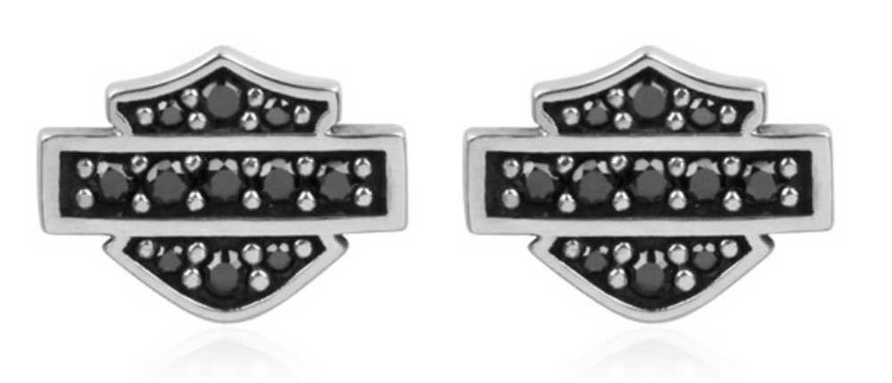 Harley-Davidson Women's Petite Black Bling Bar & Shield Post Earrings HDE0281