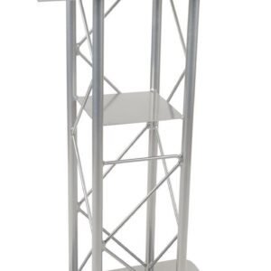 Displays2go 25" Truss Floor Lectern with Interior Shelf, Aluminum & Steel (Silver) (LCT4PSTPSL)