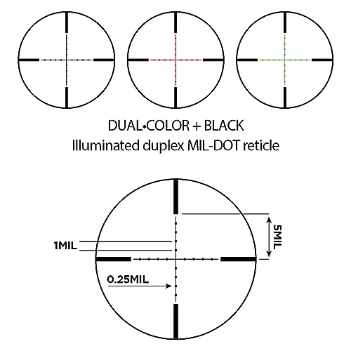 TRUGLO TRU-BRITE 30 Series Illuminated Tactical Rifle Scope with Etched Illuminated Dual Color Reticle and Scope Mount, 3-9 x 42mm, Black