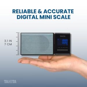 Tanita 1479J2 Mini Scale - Japan Technology Accurate Digital Pocket Scale for Jewelry - 200G Capacity - Blue Backlit Display - 6 Different Modes of Measurement: Gram, Oz, Carat, Troy Oz, Dwt, Grain