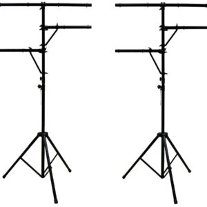 American Sound Connection (2) Pro Audio Mobile DJ Lighting Multi Arm T Bar Portable Light Stand up to 12 Foot Height Tripod