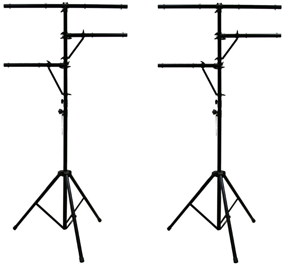 American Sound Connection (2) Pro Audio Mobile DJ Lighting Multi Arm T Bar Portable Light Stand up to 12 Foot Height Tripod