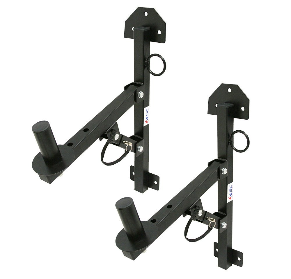 American Sound Connection S022 (2) Pro Audio DJ Speaker Stand Wall Fixed Mount Bracket Holder Adjustable Adapter Pair