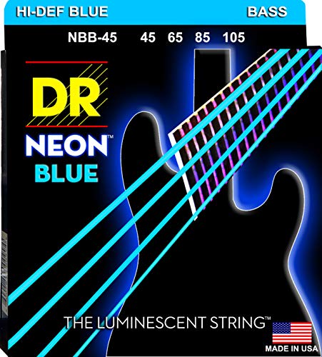 DR Handmade Strings DR Hi-Def Neon Blue Medium Bass Guitar Strings (NBB-45)