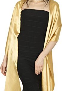 BlackButterfly Satin Shawl Bridesmaid Wedding Wrap Scarf (Gold)