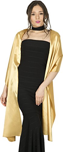 BlackButterfly Satin Shawl Bridesmaid Wedding Wrap Scarf (Gold)