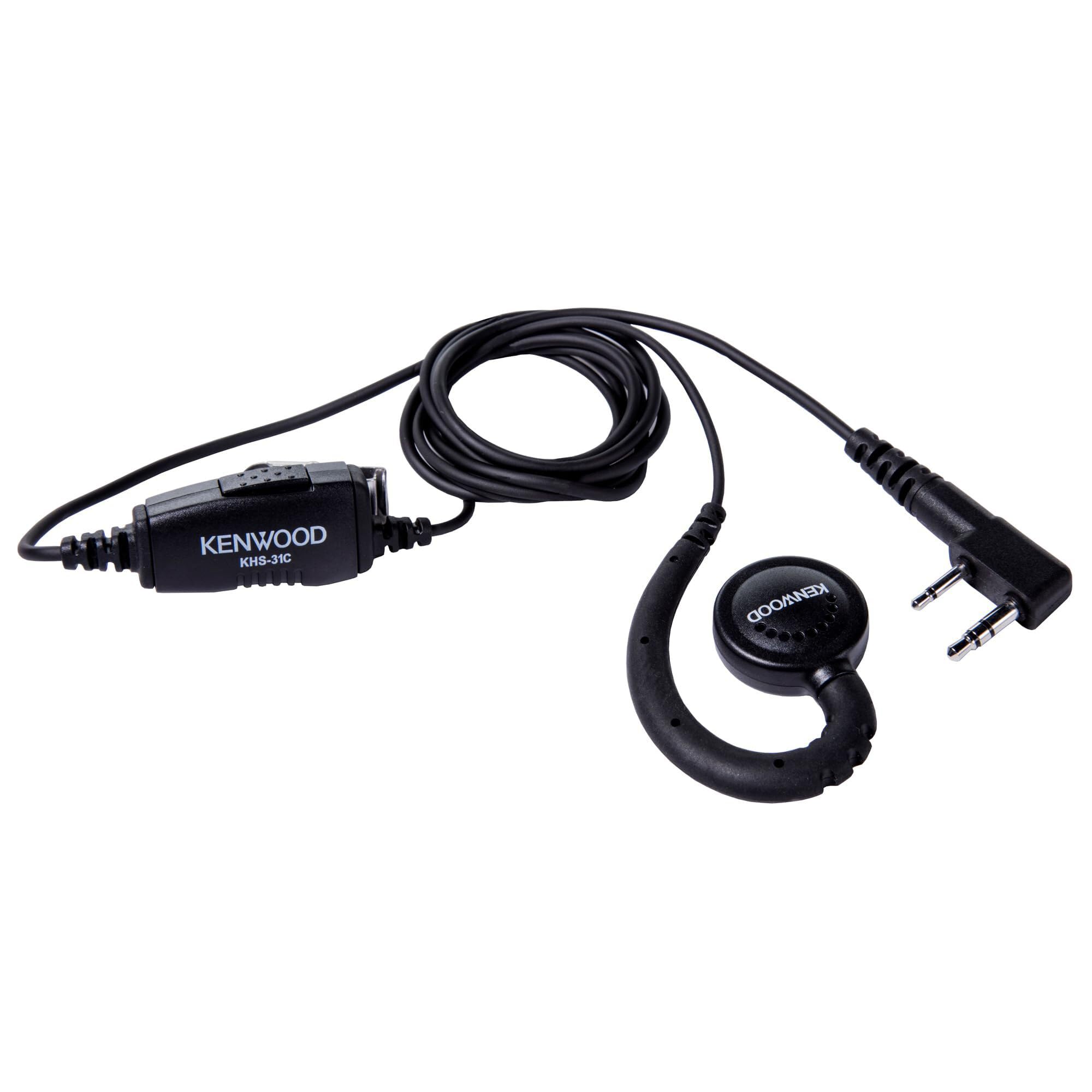 Kenwood KHS-31C C-Ring Earbud Hanger with PTT and Clip Microphone | Compatible with Kenwood Radios Only