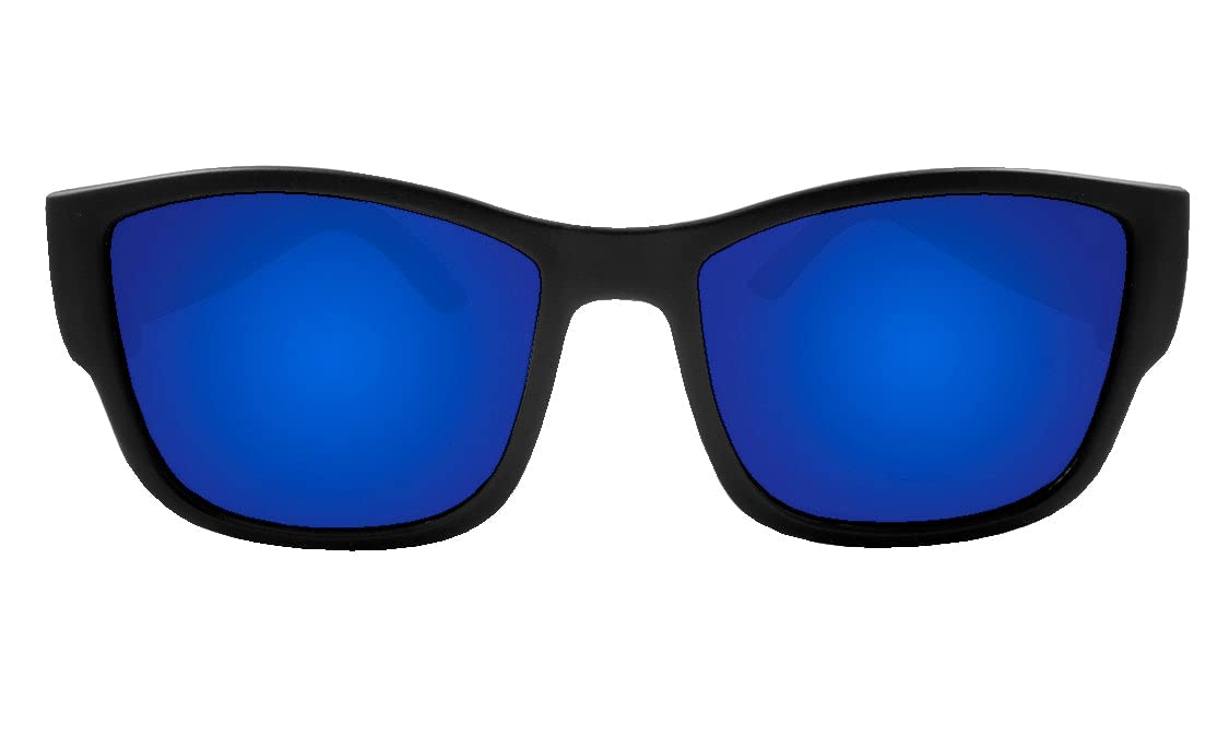 BOMBER Sunglasses for Men that Float in Water, Blue Mirror Sunglasses with Gray Foam Lining - GM101BM