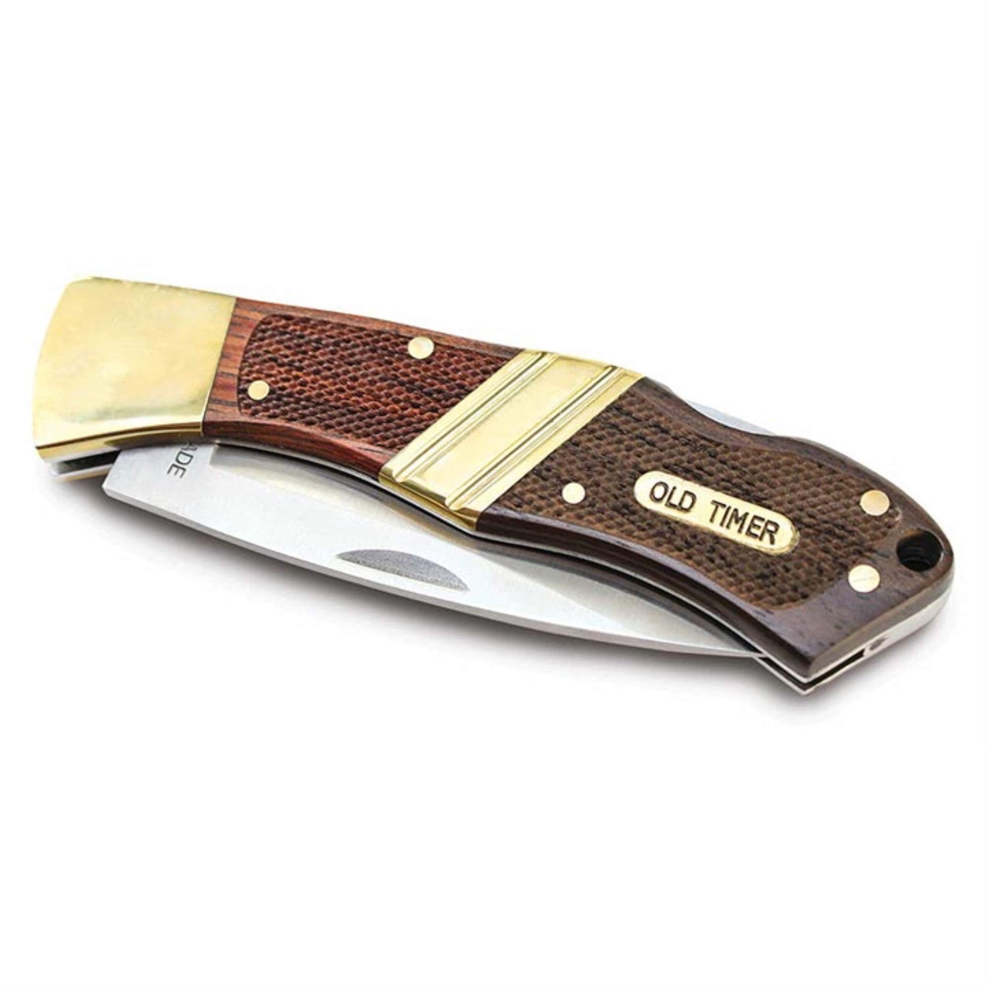 Old Timer 29OT Mountain Beaver Sr. 7.7in S.S. Traditional Lockback Folding Knife with 3.2in Clip Point Blade and Wood Handle for Outdoor, Hunting, Camping and EDC