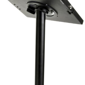 Displays2go iPad and Tablet Floor Stand, Locking, 360-degree Rotating Enclosure, Cable Management (Black Steel/Aluminum)