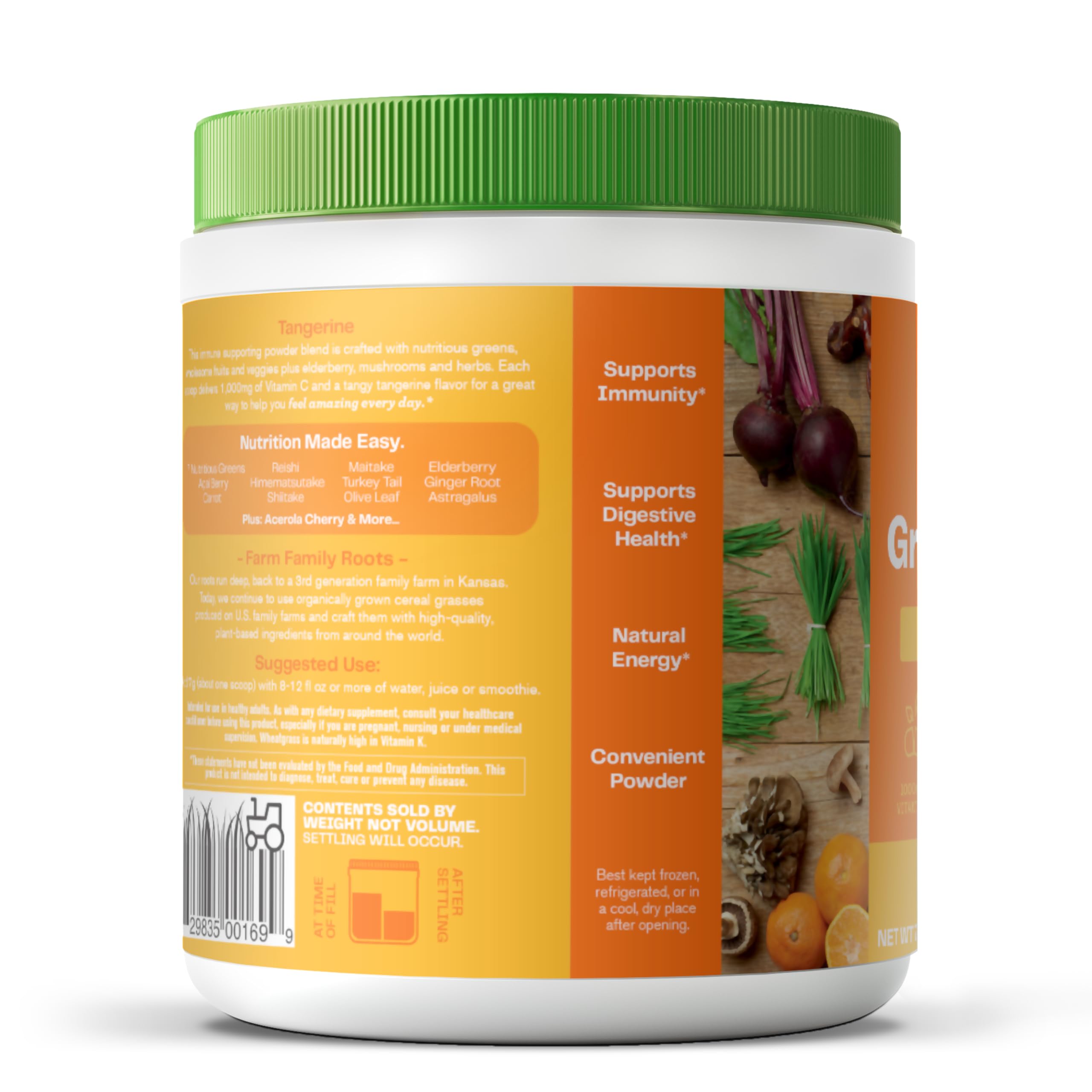 Amazing Grass Greens Superfood for Immune Support: Greens Powder with Organic Spirulina, Chlorella, Beet Root Powder, Digestive Enzymes & Probiotics, Tangerine, 30 Servings