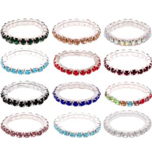 cÉllot 12pcs (12 colors) elastic crystal toe ring mixed color wholesale lot body jewelry pack