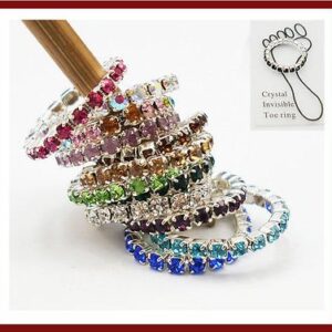 CÉLLOT 12pcs (12 Colors) Elastic Crystal Toe Ring Mixed Color Wholesale Lot Body Jewelry Pack