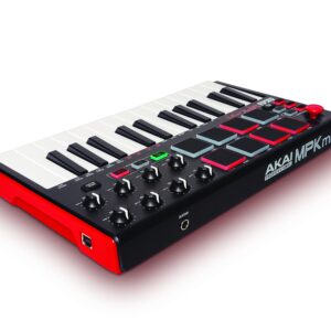 Akai Professional MPK Mini MKII – 25 Key USB MIDI Keyboard Controller With 8 Drum Pads, 8 Assignable Q-Link Knobs and Pro Software Suite Included