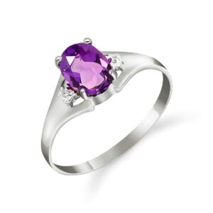 Galaxy Gold GG 14k White Gold Ring with Natural Diamonds and Amethyst - Size 11