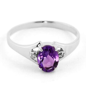 Galaxy Gold GG 14k White Gold Ring with Natural Diamonds and Amethyst - Size 11