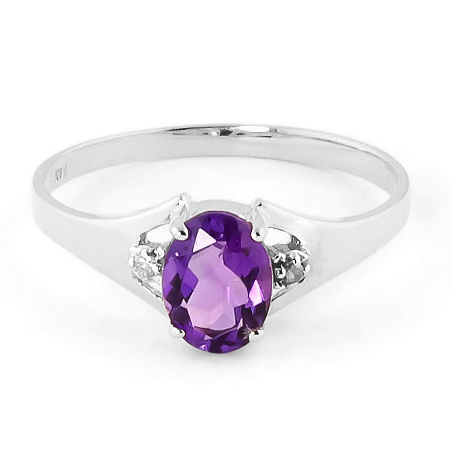 Galaxy Gold GG 14k White Gold Ring with Natural Diamonds and Amethyst - Size 11