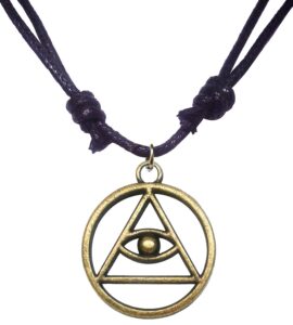 bijoux de ja antique bronze eye of god triangle circle charm pendant adjustable cord necklace 16-32"