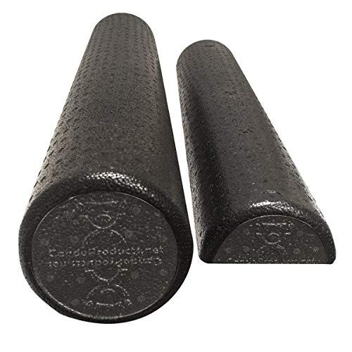 CanDo Foam Roller - Black Composite - Extra Firm - 6" x 12" - Round