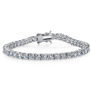 10 carats 925 sterling silver and round-cut cubic zirconia eternity tennis bracelet 4mm 7.25"