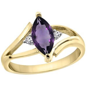 piera 10k yellow gold genuine amethyst ring marquise 10x5 mm diamond accent size 6.5