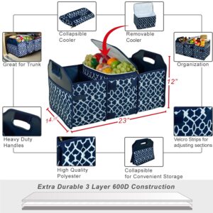 Picnic at Ascot 3 Section Folding Trunk Organizer- with Removable Cooler- Designed & Quality Approved in the USA