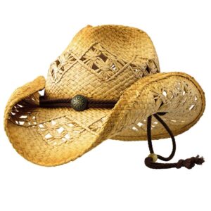 Sonoma (Medium) - Deadwood Trading | Natural Raffia Straw Cowboy Hats for Men & Women | Hit The Beach in Cowboy Style