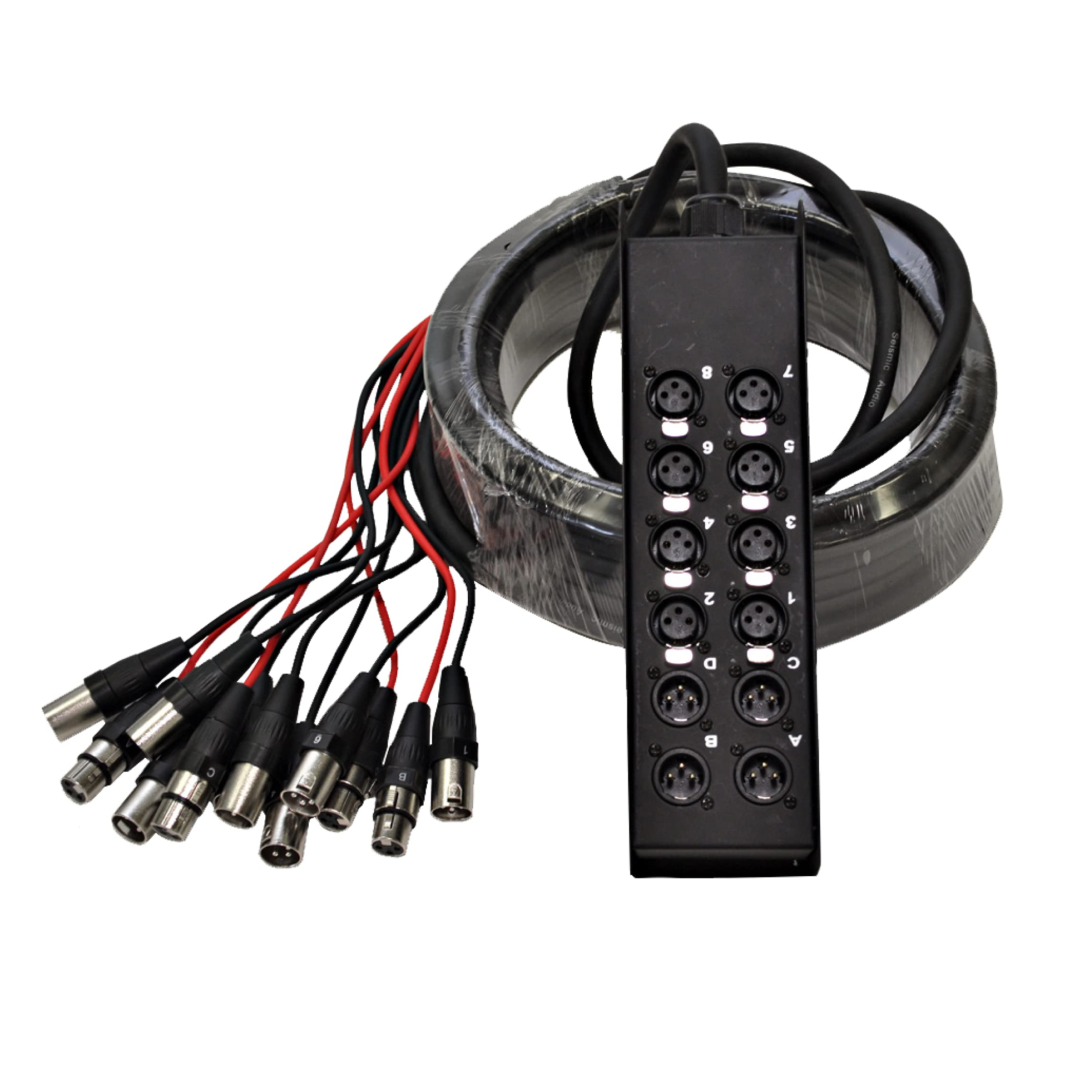 Seismic Audio Speakers 8 Channel Low Profile XLR Send Sub Snake Cable, XLR Splitter Cable, 50 Feet