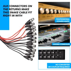 Seismic Audio Speakers 8 Channel Low Profile XLR Send Sub Snake Cable, XLR Splitter Cable, 50 Feet