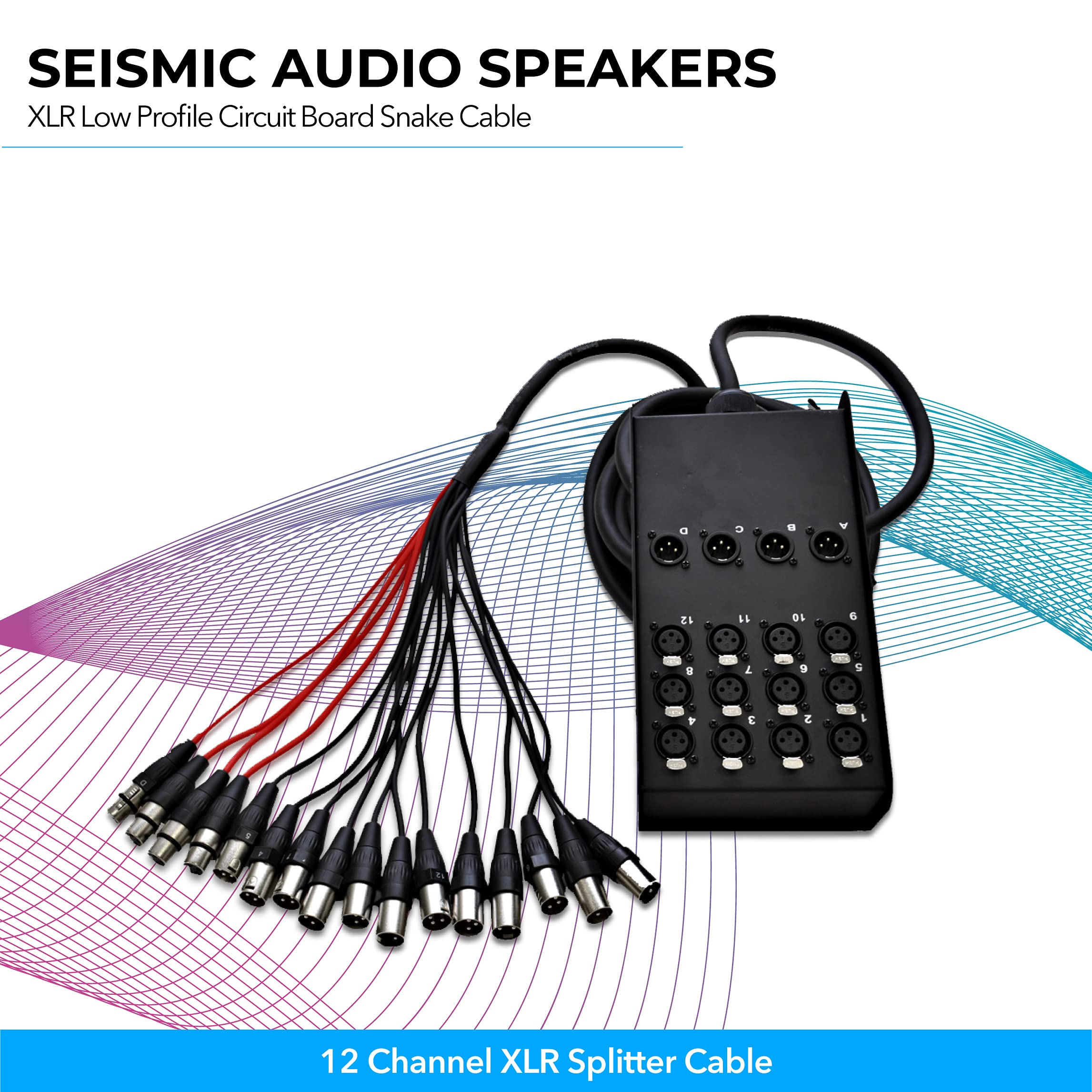 Seismic Audio Speakers 12 Channel Low Profile XLR Send Sub Snake Cable, XLR Splitter Cable, 25 Feet