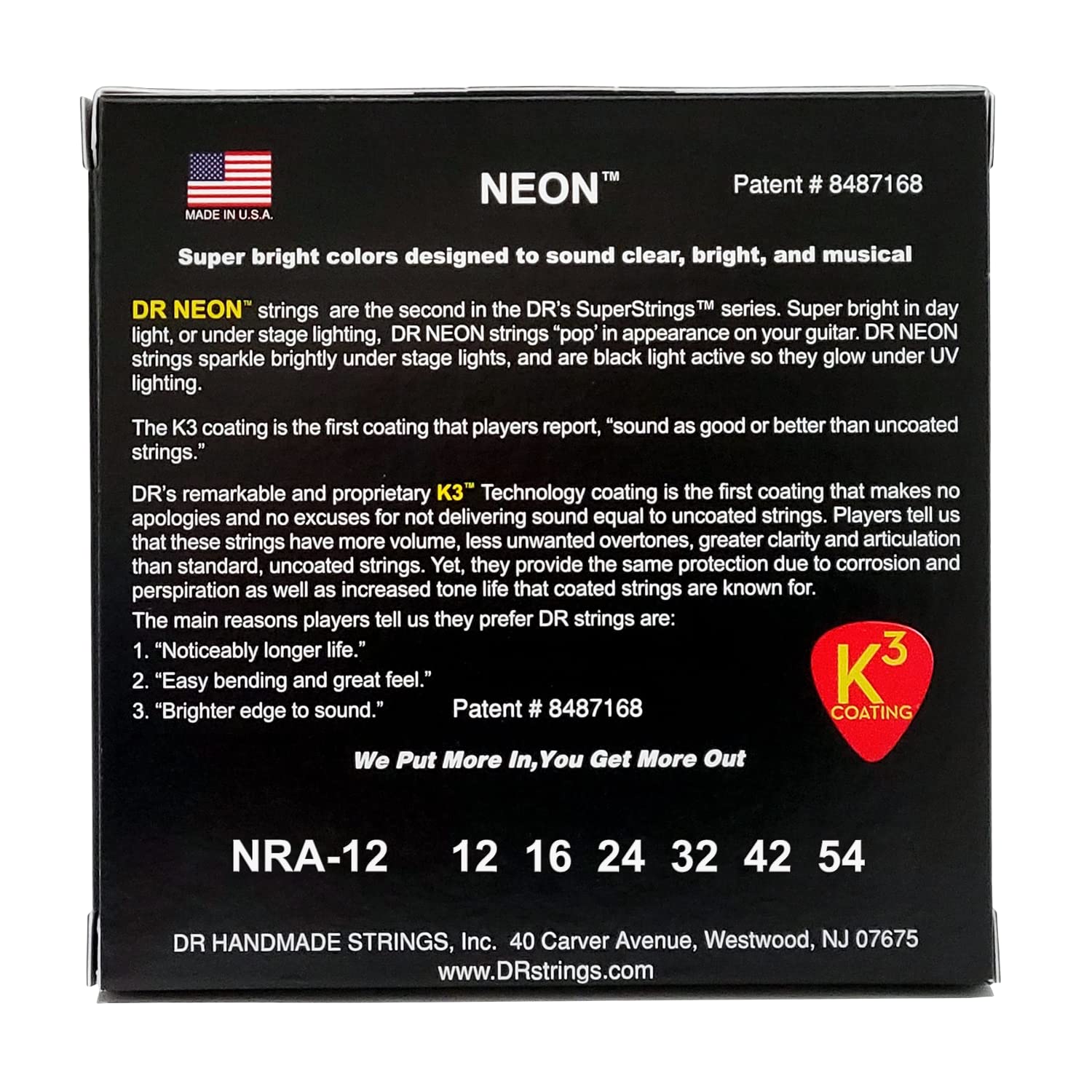 DR Strings Hi-Def NEON Red Coated Medium Acoustic Guitar Strings (12-54)