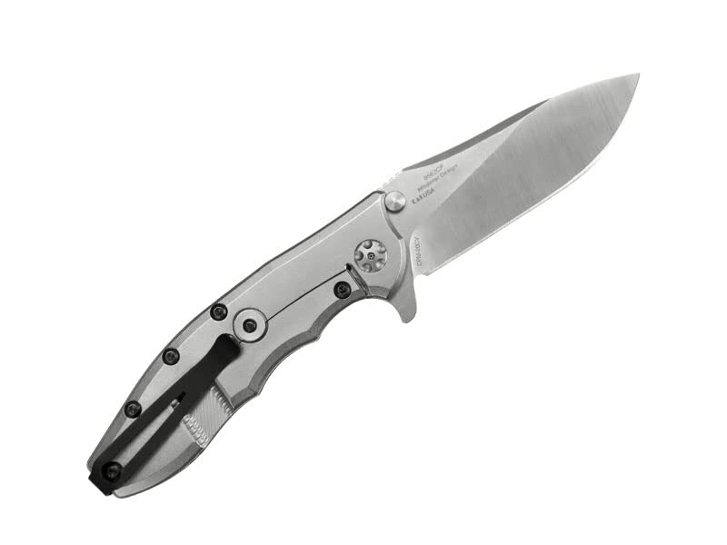 Zero Tolerance 0562CF Hinderer Slicer Folding Knife; 3.5” CPM-20CV Stonewashed and Satin Steel Blade, Carbon Fiber Front Handle, KVT Ball-Bearing Opening, Frame Lock and Reversible Pocketclip; 5.5 OZ, Black