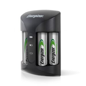 energizer rechargeable aa and aaa battery charger (recharge pro) with 4 aa nimh rechargeable batteries, auto-safety feature, over-charge protection