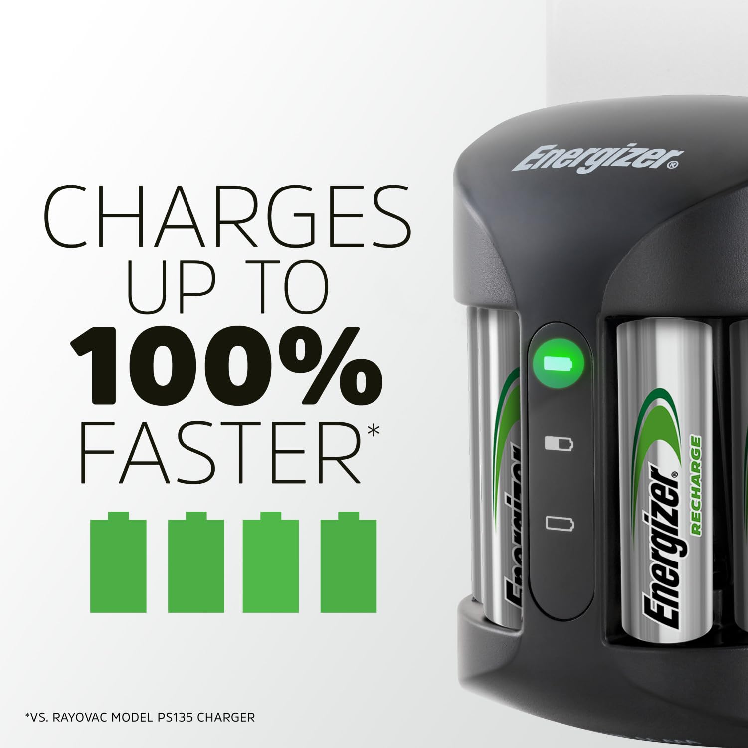 Energizer Rechargeable AA and AAA Battery Charger (Recharge Pro) with 4 AA NiMH Rechargeable Batteries, Auto-Safety Feature, Over-Charge Protection