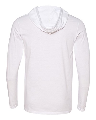 Anvil 987AN Ringspun Long-Sleeve Hooded T-Shirt - White/Dark Grey -S